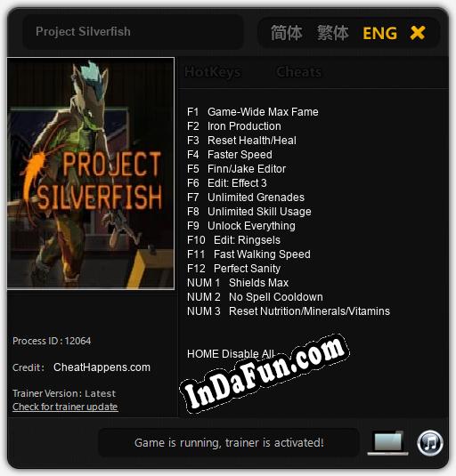 Project Silverfish: TRAINER AND CHEATS (V1.0.86)