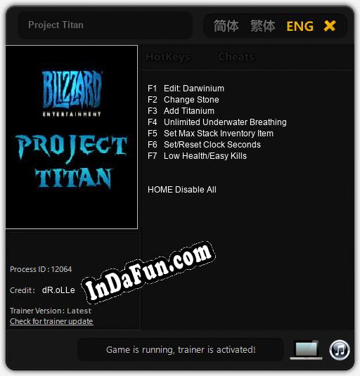 Project Titan: TRAINER AND CHEATS (V1.0.42)