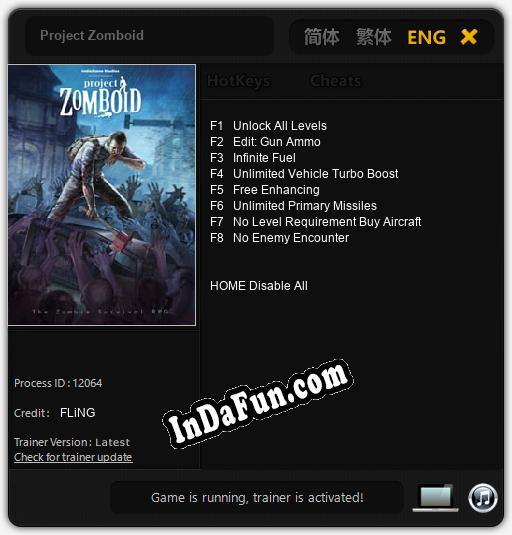 Project Zomboid: Cheats, Trainer +8 [FLiNG]