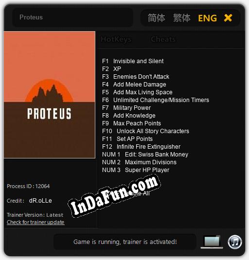 Proteus: Cheats, Trainer +15 [dR.oLLe]