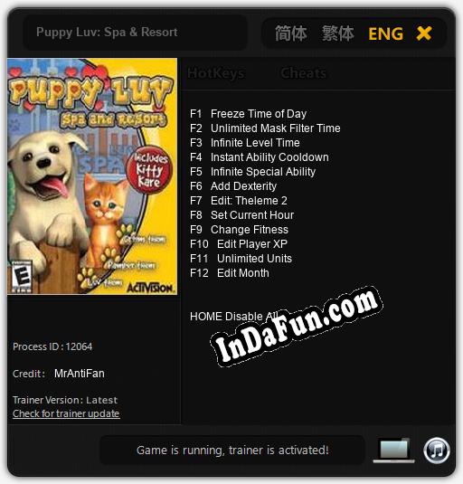 Puppy Luv: Spa & Resort: Cheats, Trainer +12 [MrAntiFan]