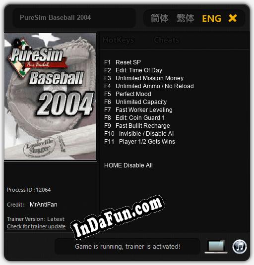 PureSim Baseball 2004: Trainer +11 [v1.1]