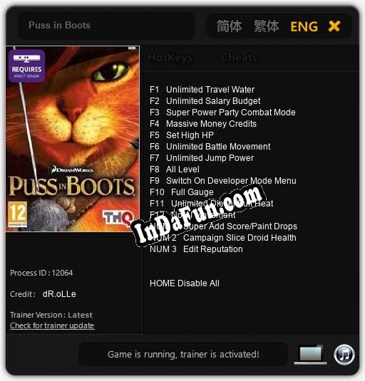 Puss in Boots: Cheats, Trainer +15 [dR.oLLe]