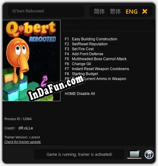 Q*bert Rebooted: Cheats, Trainer +9 [dR.oLLe]