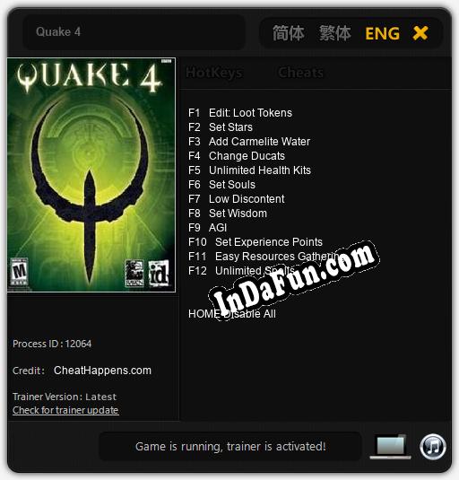 Quake 4: TRAINER AND CHEATS (V1.0.97)