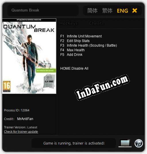 Quantum Break: TRAINER AND CHEATS (V1.0.12)