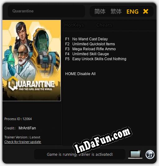 Quarantine: Trainer +5 [v1.8]