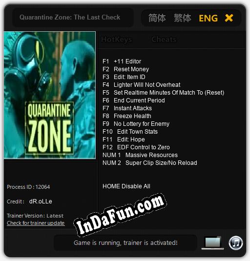 Quarantine Zone: The Last Check: Cheats, Trainer +14 [dR.oLLe]