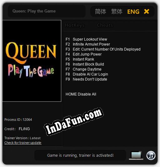 Trainer for Queen: Play the Game [v1.0.5]