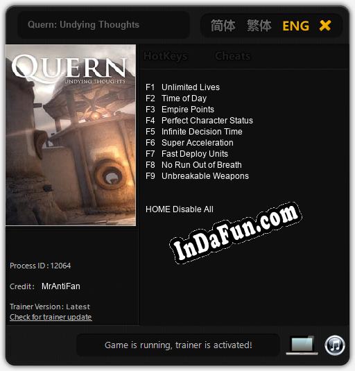 Quern: Undying Thoughts: TRAINER AND CHEATS (V1.0.38)