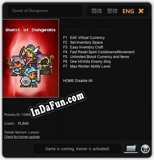 Quest of Dungeons: TRAINER AND CHEATS (V1.0.52)