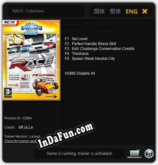 Trainer for RACE: Caterham [v1.0.4]