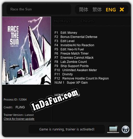 Race the Sun: Trainer +13 [v1.4]