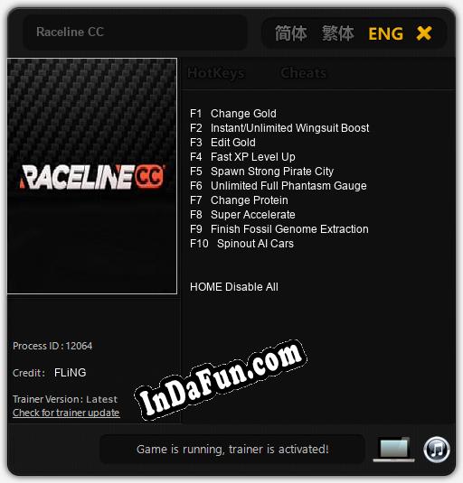 Raceline CC: Cheats, Trainer +10 [FLiNG]