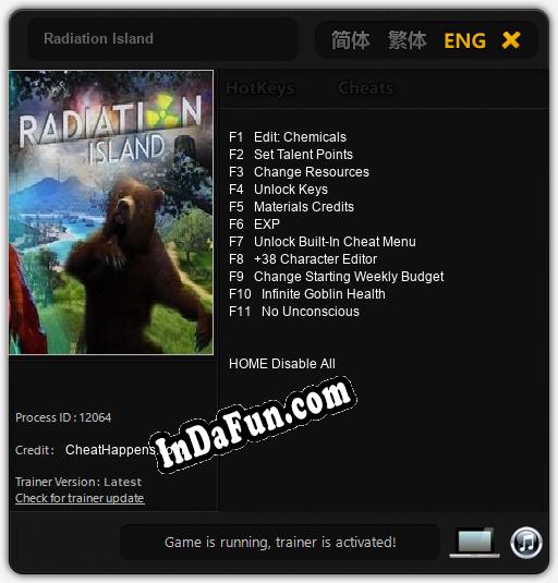 Trainer for Radiation Island [v1.0.8]