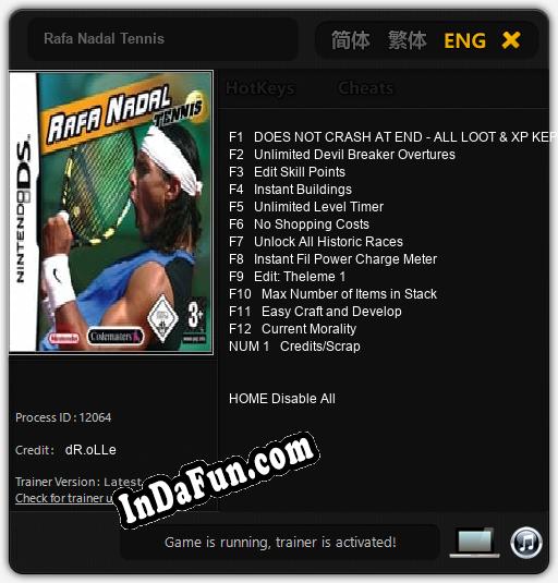 Rafa Nadal Tennis: TRAINER AND CHEATS (V1.0.20)