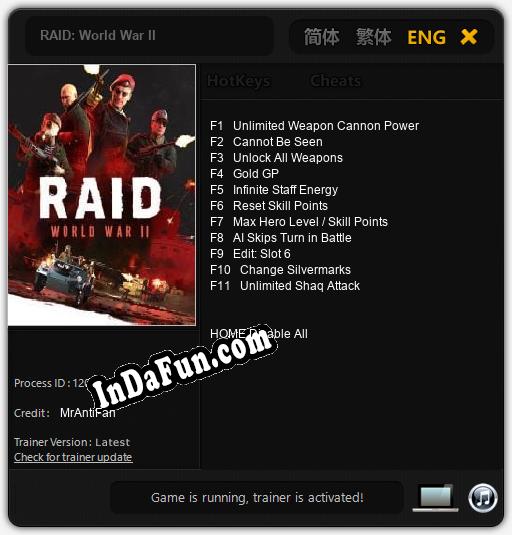 Trainer for RAID: World War II [v1.0.5]