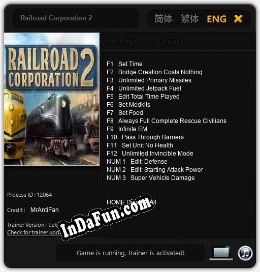 Trainer for Railroad Corporation 2 [v1.0.8]