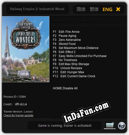 Railway Empire 2: Industrial Wonders: TRAINER AND CHEATS (V1.0.63)