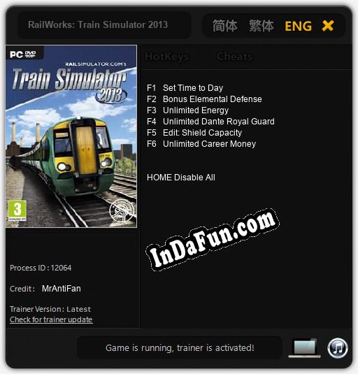 Trainer for RailWorks: Train Simulator 2013 [v1.0.9]