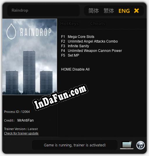 Raindrop: Cheats, Trainer +5 [MrAntiFan]