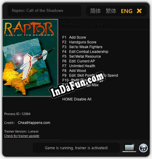 Raptor: Call of the Shadows: TRAINER AND CHEATS (V1.0.14)