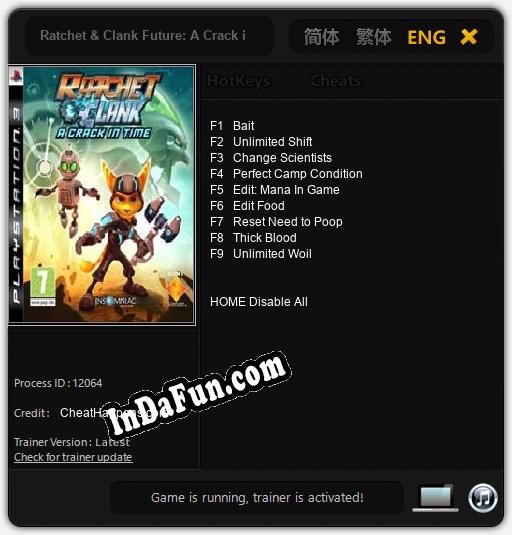 Ratchet & Clank Future: A Crack in Time: TRAINER AND CHEATS (V1.0.68)