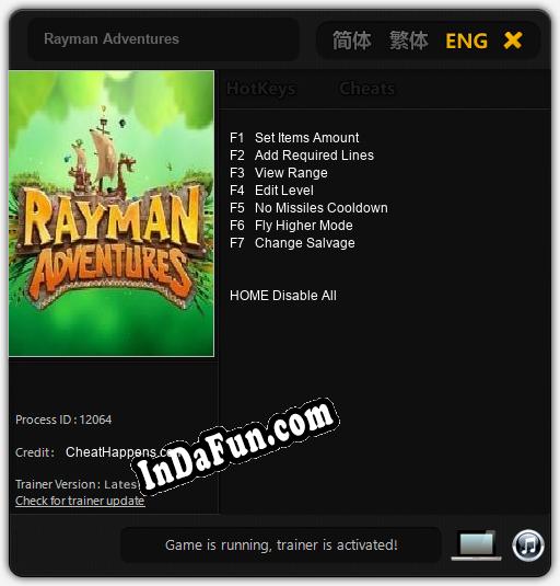 Rayman Adventures: TRAINER AND CHEATS (V1.0.57)