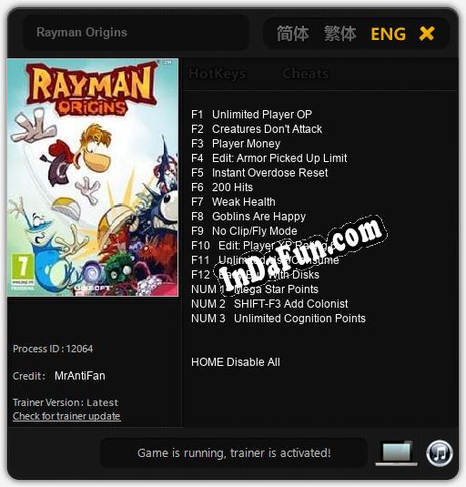 Rayman Origins: Trainer +15 [v1.7]