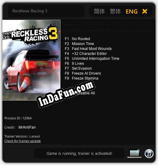 Reckless Racing 3: Trainer +9 [v1.4]