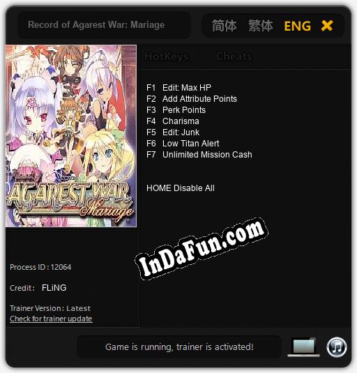 Trainer for Record of Agarest War: Mariage [v1.0.7]