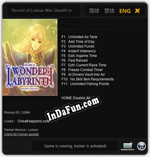 Record of Lodoss War: Deedlit in Wonder Labyrinth: Cheats, Trainer +11 [CheatHappens.com]