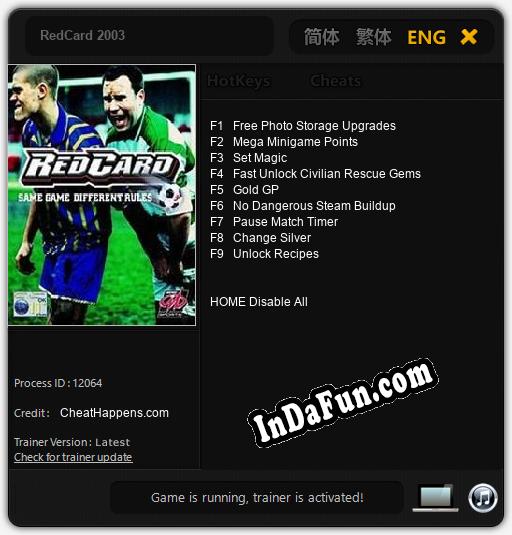 RedCard 2003: TRAINER AND CHEATS (V1.0.70)