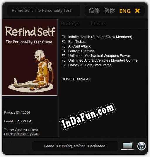 Trainer for Refind Self: The Personality Test Game [v1.0.1]