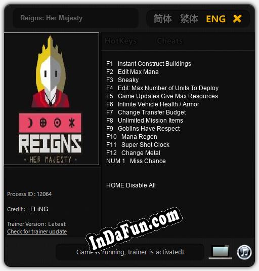 Reigns: Her Majesty: TRAINER AND CHEATS (V1.0.55)