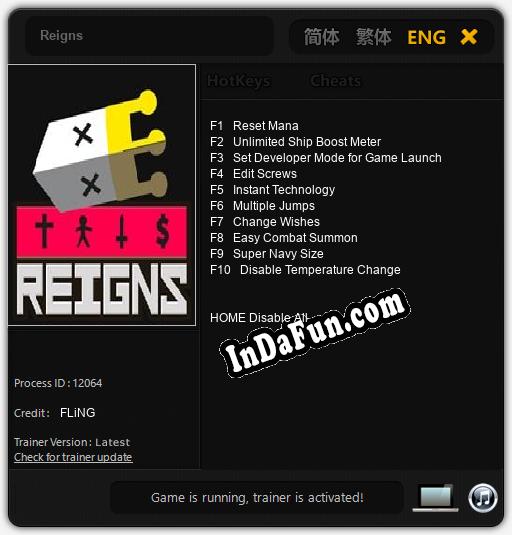 Reigns: TRAINER AND CHEATS (V1.0.90)