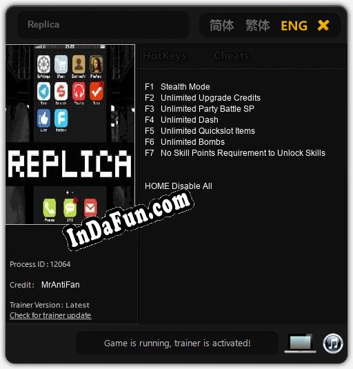 Replica: TRAINER AND CHEATS (V1.0.74)