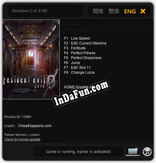 Trainer for Resident Evil 0 HD [v1.0.6]