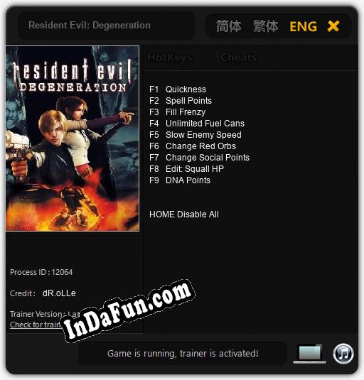 Resident Evil: Degeneration: Trainer +9 [v1.1]