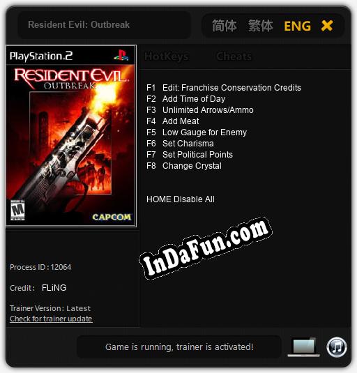 Resident Evil: Outbreak: Cheats, Trainer +8 [FLiNG]