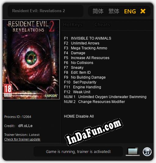 Resident Evil: Revelations 2: Cheats, Trainer +14 [dR.oLLe]