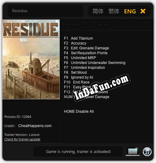 Residue: TRAINER AND CHEATS (V1.0.30)