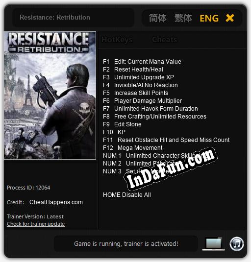 Resistance: Retribution: TRAINER AND CHEATS (V1.0.75)