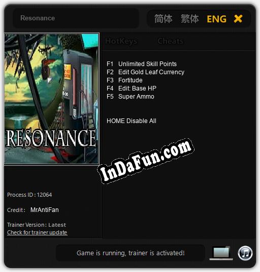 Trainer for Resonance [v1.0.6]