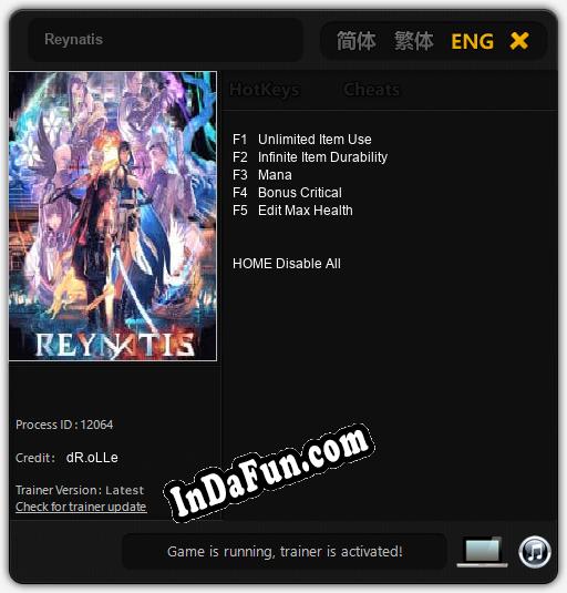 Reynatis: TRAINER AND CHEATS (V1.0.74)