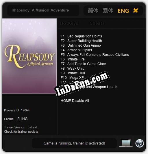 Rhapsody: A Musical Adventure: TRAINER AND CHEATS (V1.0.52)