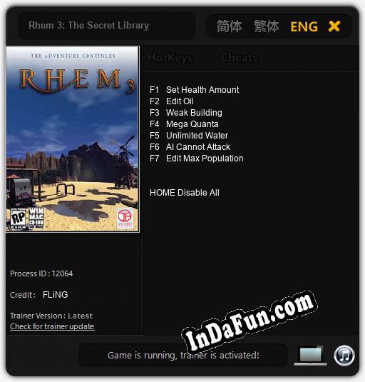 Trainer for Rhem 3: The Secret Library [v1.0.2]