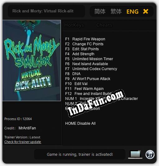 Trainer for Rick and Morty: Virtual Rick-ality [v1.0.9]