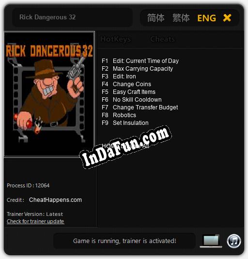 Rick Dangerous 32: Cheats, Trainer +9 [CheatHappens.com]
