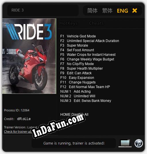 RIDE 3 Cheats, Trainer +15 [dR.oLLe] » Free Download PC Games Direct